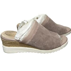 Evolve by Easy Spirit Zooey Leather Slip On Wedge Sandals Women's Size 11